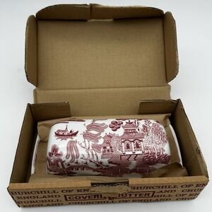 Churchill Pink Red Rose Rosa Willow Covered Butter Dish Made In England 7 1/2"